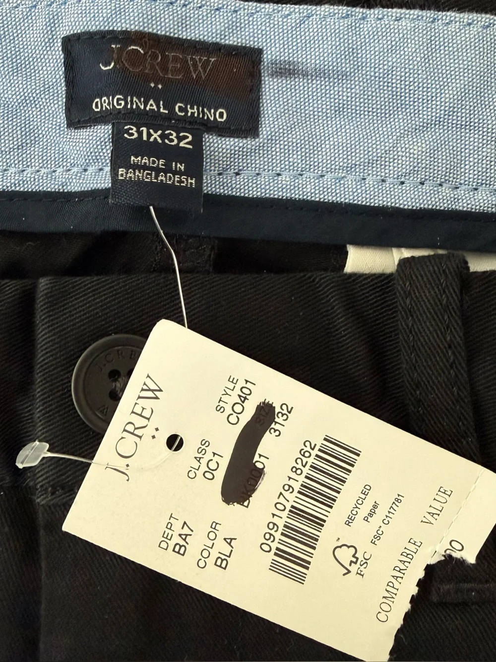 NWT J. Crew Black Athletic Slim-fit Original Chino Pant Size 31x32
